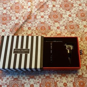 Henri Bendel New York Enamel Cork Screw & Bottle Stopper|Henrietta Bar Set $50
